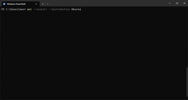 Förberedd för att installera distributionen Ubuntu i WSL.