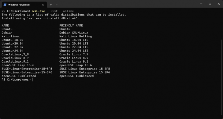 WSL är installerat och du kan nu installera Linux distributionen Ubuntu.