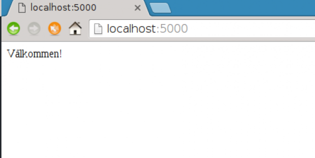 Applikationen snurrar på localhost:5000.