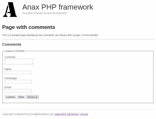 Ett PHP-paket med kommentarer, nu integrerat i Anax MVC.