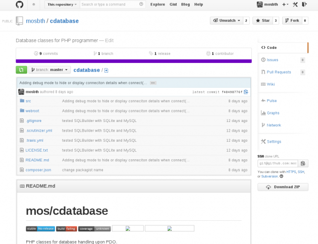 GitHub repo för modulen CDatabase.