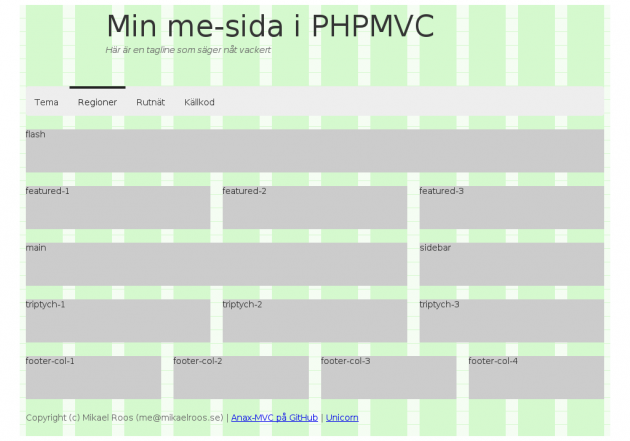 Placera ut webbsidans innehåll som regioner i ett rutnät (grid).