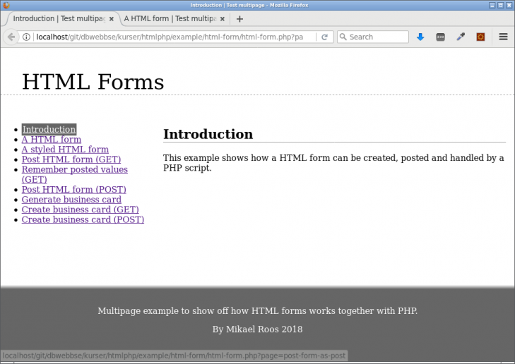 Ett exempelprogram för html-formulär.