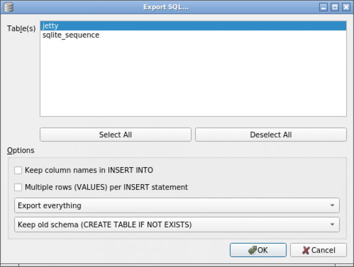 Exportera databasen som SQL-kommandon.