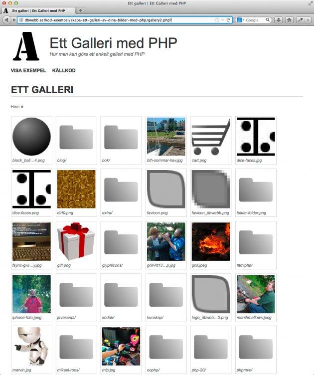Galleriet visar alla bilder på dbwebb.se/img.