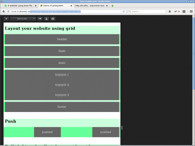 Ett responsivt grid ändrar storleken på kolumnerna med media queries.