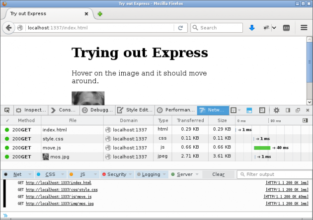 Node.js med webb- och applikationsservern Express.
