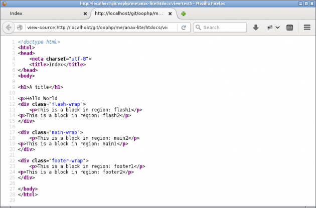 HTML-källan som layouten skapat.