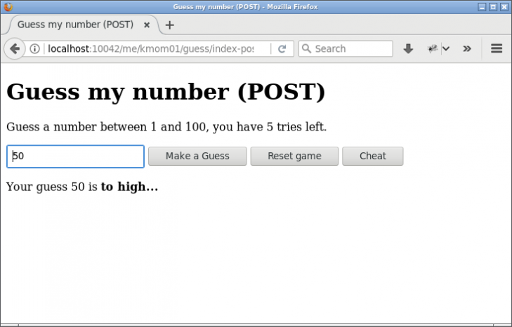 Spela spelet Gissa mitt nummer med PHP.
