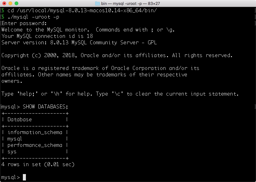 sql on mac terminal